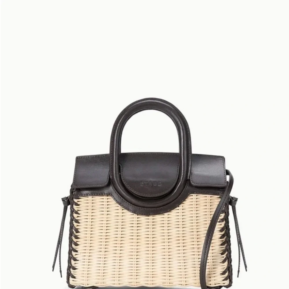 Staud Maude Wicker Carryall - Espresso Brown - Picture 1 of 8